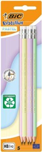 Bild von Ołówek BIC Evolution Pastel z gumką 5 sztuk blister