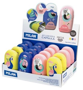 Obrazek Temperówko-Gumka Capsule Peacock (16szt) MILAN