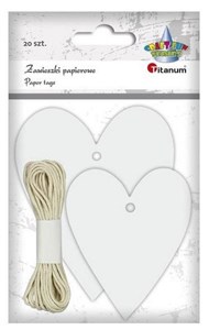 Bild von Zawieszki papierowe serca białe mix 20szt