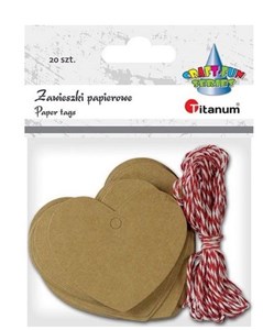 Obrazek Zawieszki kartonowe serca mix 20szt