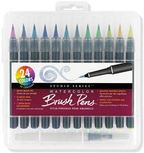 Obrazek Zestaw Pisaki Pędzelkowe Brush Pen 24 sztuki (watercolor brush pens) Peter Pauper Press