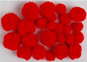 Obrazek Pompony akrylowe 04 czerwone MIX rozmiarów