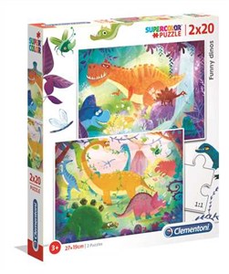 Bild von Puzzle Supercolor Funny Dinos 2 x 20