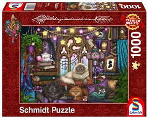 Obrazek Puzzle 1000 Brigid Ashwood, Koty, herbata i książk