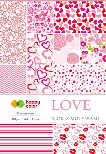 Bild von Blok Happy Color z motywami LOVE A4 15 arkuszy 80g/m2, 30 motywów