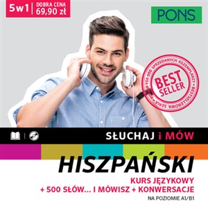 Obrazek Słuchaj i mów Hiszpański Kurs językowy + 500 słów i mówisz + Konwersacje Pakiet na poziomie A1/B1