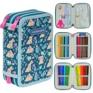 Obrazek Piórnik Jumbo 3-komorowy z wyposażeniem Astrabag Candy Bunny
