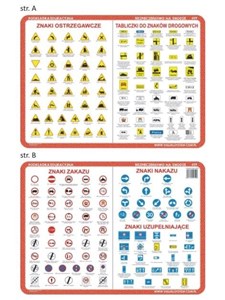 Bild von Podkładka edukacyjna 059 - Bezpieczeństwo na drodze. Znaki zakazu, nakazu, uzupełniające, ostrzegawcze, tabliczki do znaków drogowych