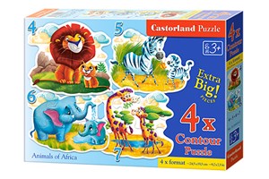 Obrazek 4x1 Puzzle konturowe 4-5-6-7 Animals of Africa