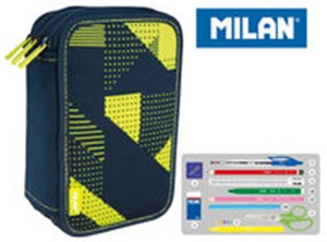 Obrazek Piórnik Milan 3-poziomowy z wyposażeniem KNIT żółty