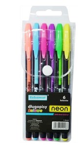 Obrazek Długopisy żelowe neonowe 6 kolorów