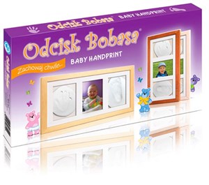 Obrazek Odcisk bobasa potrójna ramka z glinką brązowa stara kartoteka
