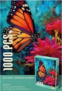 Obrazek Puzzle 1000 motyl na kwiatach