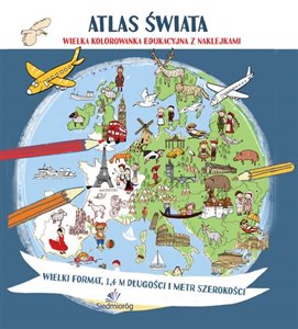 Obrazek Atlas świata Megakolorowanka edukacyjna z naklejkami