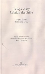 Bild von Lekcja ciszy (Lektion der Stille). Liryka polska (Polnische Lyrik)