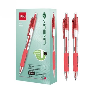 Obrazek Długopis żelowy 0,5mm Arrix czerwony (12szt) DELI