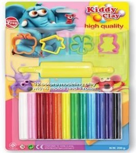 Bild von Plastelina 12 kolorów 200g+foremki+wałeczek NARA