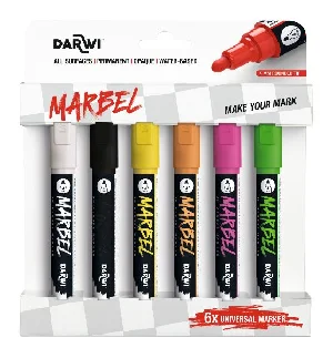 Bild von MARBEL SET MIT 6 UNIVERSALMARKERN ACRYLFARBEN, RUNDSPITZE ME