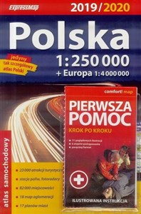 Obrazek Polska atlas samochodowy + instrukcja pierwszej pomocy 1:250 000 Wydanie 2019/2020