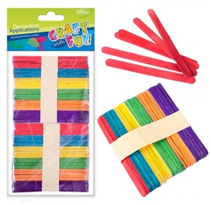 Obrazek Ozdoba dekoracyjna drewniane patyczki kolorowe 100 szt