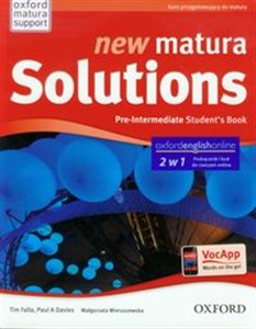 Obrazek New Matura Solutions Pre-Intermediate Student's Book 2w1 + Get ready for Matura 2015 Kurs przygotowujący do matury. Matura podsatwowa 2015