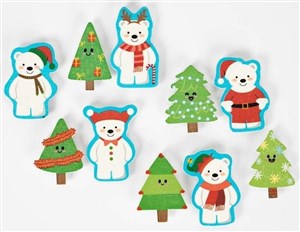 Obrazek Naklejki drewniane 3cm - Święta 10szt