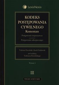 Obrazek Kodeks postępowania cywilnego Komentarz Tom3 Postępowanie rozpoznawcze Postępowanie zabezpieczające