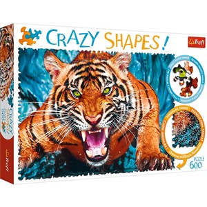 Obrazek Puzzle Crazy Shapes! 600 Oko w oko z tygrysem