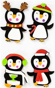 Obrazek Naklejki piankowe 3D 7cm - Pingwinki (4szt)