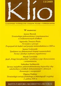 Obrazek Klio 13/2009 Czasopismo poświęcone dziejom Polski i powszechnym