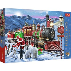 Obrazek Puzzle 1000 Trefl Premium Plus Świąteczny pociąg 12097