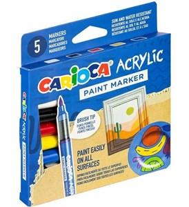 Bild von Markery akrylowe z pędzelkiem 5 kolorów CARIOCA
