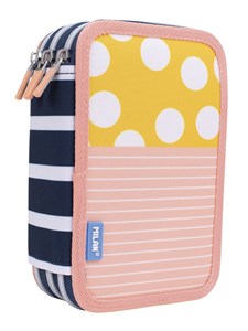 Obrazek Piórnik 3-poziomowy z wyposażeniem Milan SWIMS 2 różowo - żółty