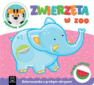 Bild von Zwierzęta w zoo. Kolorowanka z grubym obrysem, okrągłe naklejki, papierowa zabawka