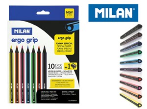 Obrazek Kredki Milan ołówkowe Ergo 10 kolorów + temperówka