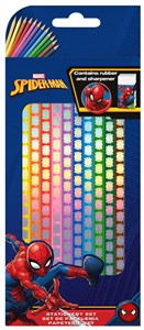 Obrazek Kredki Spiderman 12 kolorów + gumka + temperówka MV15958
