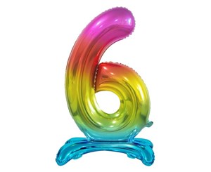 Obrazek Balon foliowy B&C cyfra stojąca 6 tęczowa 74cm