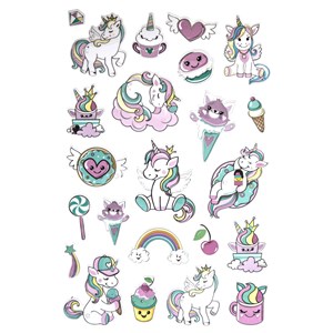 Obrazek METALICZNE NAKLEJKI 3D JEDNOROŻCE 23 SZT