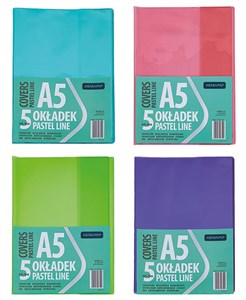 Obrazek Paczka okładki A5 pastel line nieregulowane 5 szt. mix kolorów