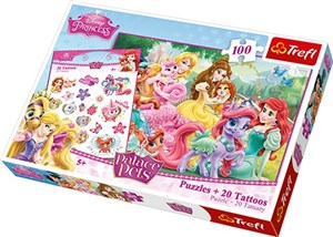 Obrazek Księżniczki i ich przyjaciele Puzzle 100 + Tatuaże