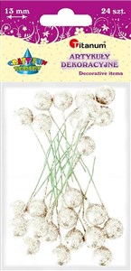 Obrazek Drucik z kulką biała brokat 24szt