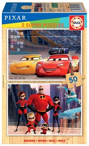 Obrazek Puzzle 2x50 Auta/Iniemamocni (drewniane) G3