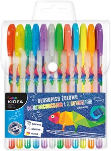 Bild von Długopisy żelowe Kidea fluorescencyjne i z brokatem 12 kolorów