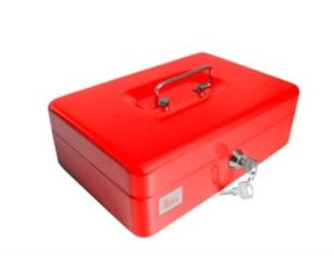 Obrazek Kasetka metalowa 19,4x14,4x7,5cm czerwona