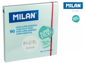 Bild von Karteczki samoprzylepne niebieskie Milan super sticky pastel 76 x 76 mm 90 sztuk