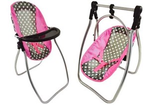 Obrazek Huśtawka dla lalek 2w1 Alice gwiazdki szaro-różowa