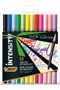 Bild von Flamastry dwustronne BIC Intensity Dual Tip Classic Pastel 12 kolorów