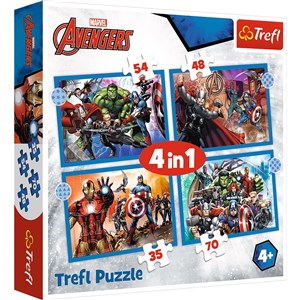 Bild von Puzzle 4w1 (35,48,54,70) Odważni Avengersi 34386