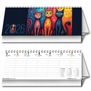 Bild von Kalendarz 2026 biurkowy tygodniowy poziomy koty