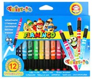 Obrazek Kredki świecowe wymazywalne Flamingo Twist-it 12 kolorów